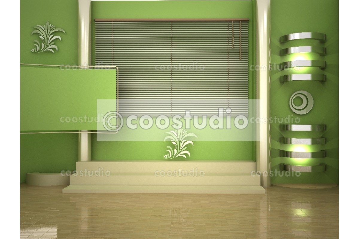 Green color studio tv virtual set 12